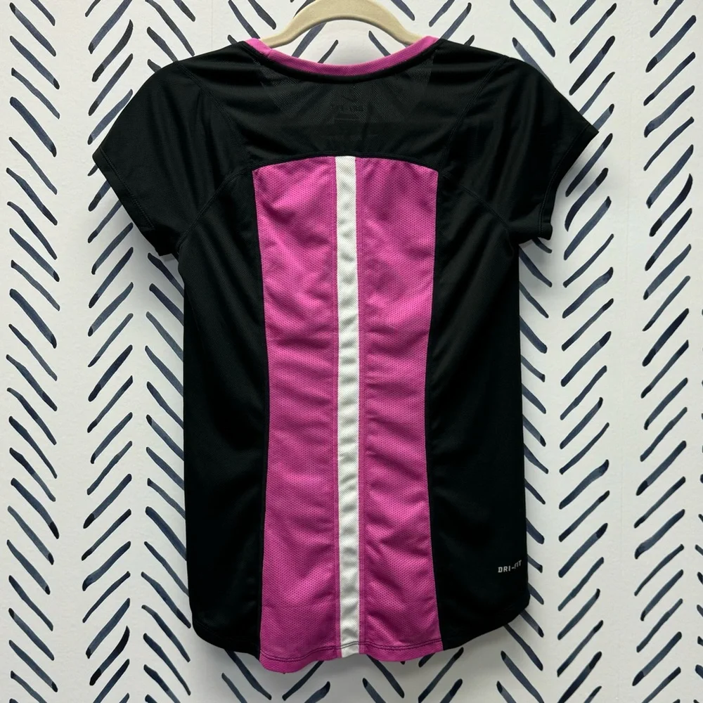 Nike Black and Pink Dri-Fit Running Tee - S - Picture 1 of 3